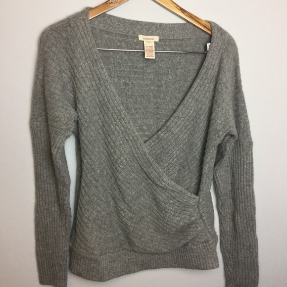 Sundance Sweaters - Sundance Ribbed Knit Sweater Surplice Faux Wrap